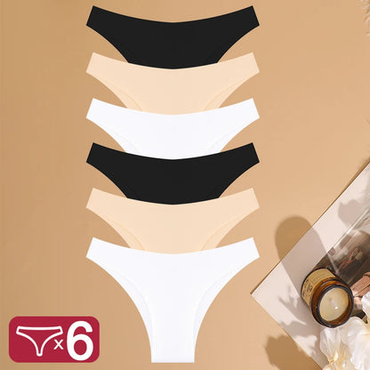 6 Pack Ice Silk Seamless Underwear Low Waisted Pants Breathable High Elasticity Lingerie Intimates Panties Briefs