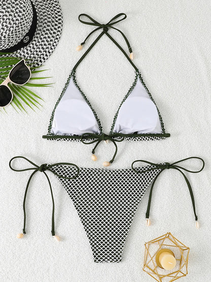 2 Piece Halter String Triangle Bikini Swimwear Mesh Swimsuit Solid Bathers Bathing Swimming Swim Suit Beachwear The Clothing Company Sydney