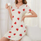 Summer Sleepwear Women Lace Hem Nightdress V-neck Short Sleeve Pajamas Nighties Nightgown Nightwear Side Split Skirt