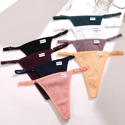 5 Pack Adjustable Women's Panties Cotton Panties Solid Low Waist Seamless Thongs Underpants Women Lingerie Set The Clothing Company Sydney