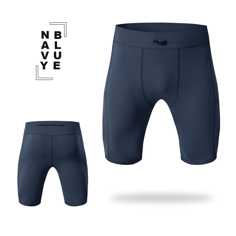 Men's Compression Quick Dry Bodybuilding Tights Fitness Leggings Elastic Waist Sport Bottoms Gym Running Shorts