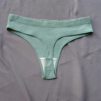 3 Pack Seamless Ribbed Cotton Thong Low Waist Bikini Briefs Sports Underwear Plus Size