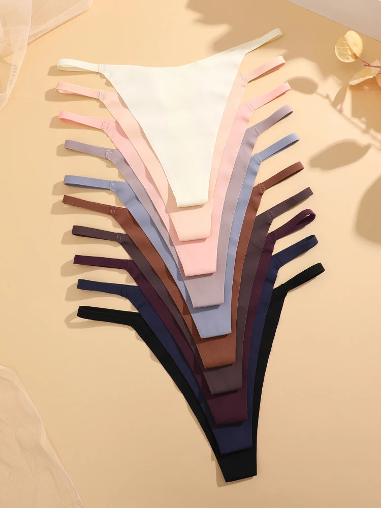 4 pack Seamless Ultra-thin Underwear Womens Thin Belt Panties Female High Stretch Thongs Breathable G-String Lingerie