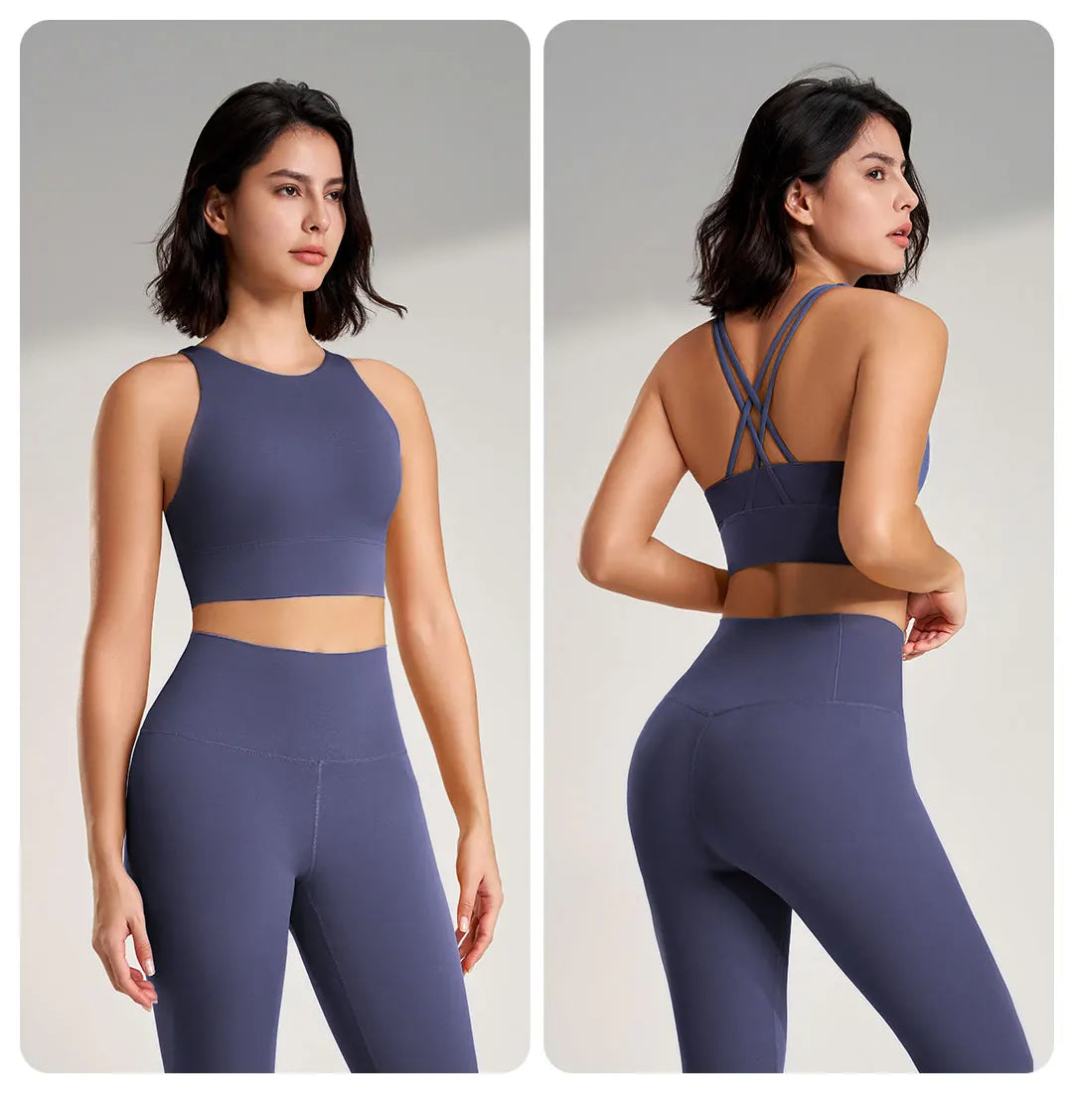 2 Piece Yoga Gym Running Leggings Crop Top Matching Outfit Set