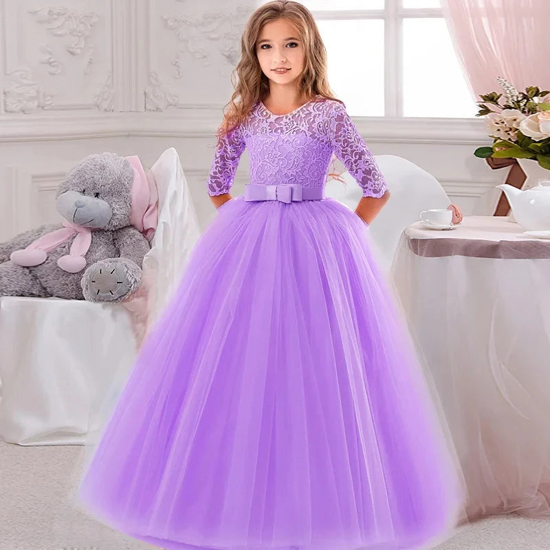 Girl's Dress Flower Wedding Elegant Lace Prom Bridesmaid Birthday Party Kids Lace Dress Vintage Performance Dresses The Clothing Company Sydney