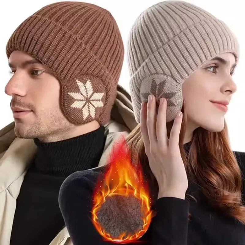 Men Women Winter Warm Plush Knitted Snow Fashion Hat Unisex Outdoor Ear Protection Caps Beanies Skulls