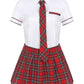 Women's Cosplay Costume Adult School Uniform Short Sleeve Shirt with Plaid Skirt for Halloween Role Play Party The Clothing Company Sydney