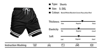 2 in 1 Summer Men's Sports Elastic Waist Basketball Training Shorts Fitness Running Breathable Quick Dry Sportswear Bottoms