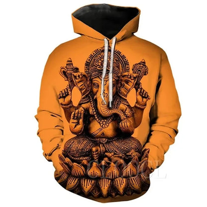 Women's Men's Ganesha Print Hoodie 3D Print Long Sleeve Hooded Sweatshirt Casual Tops Streetwear Graphic Sweatshirts Apparel The Clothing Company Sydney