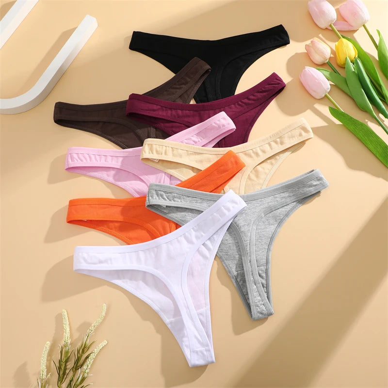 3 Pack Cotton Seamless Panties Comfort Underwear Women Low Waist Breathable Thongs Solid Sport G-String Soft Lingerie