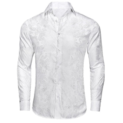 Men's Shirts Paisley Floral Silk Gold Long Sleeve Business Party Wedding Dress Shirts The Clothing Company Sydney