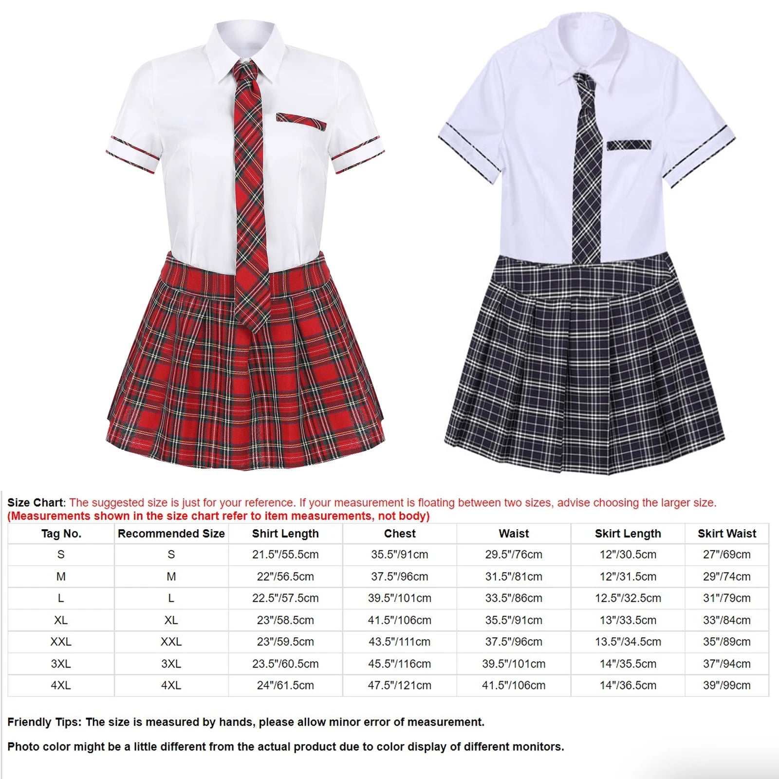 Women's Cosplay Costume Adult School Uniform Short Sleeve Shirt with Plaid Skirt for Halloween Role Play Party The Clothing Company Sydney