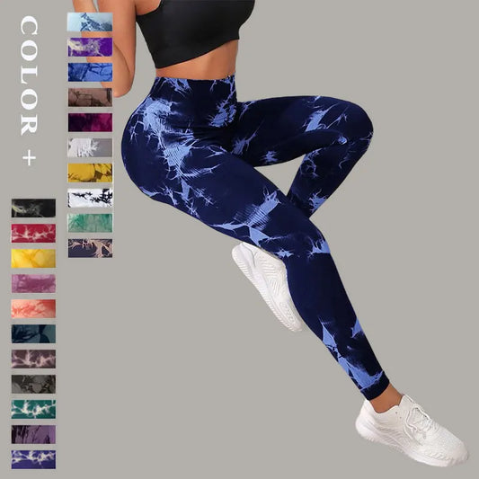 Hip Lifting Seamless Fitness Gym Leggings Tie-Dye Yoga Pants Women's Exercise Tights High Waist Workout Pants The Clothing Company Sydney