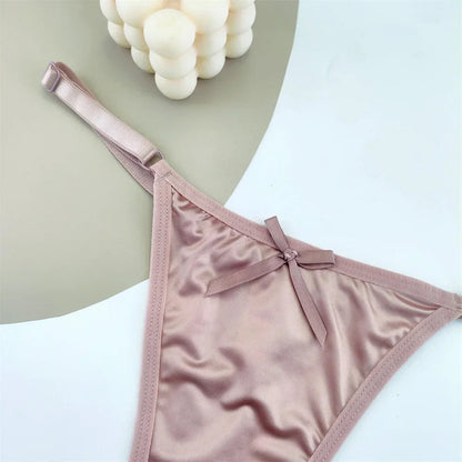 3 Pack Adjustable Satin Thong G-string Underwear Low Waist T Back Bow Lingerie Briefs The Clothing Company Sydney