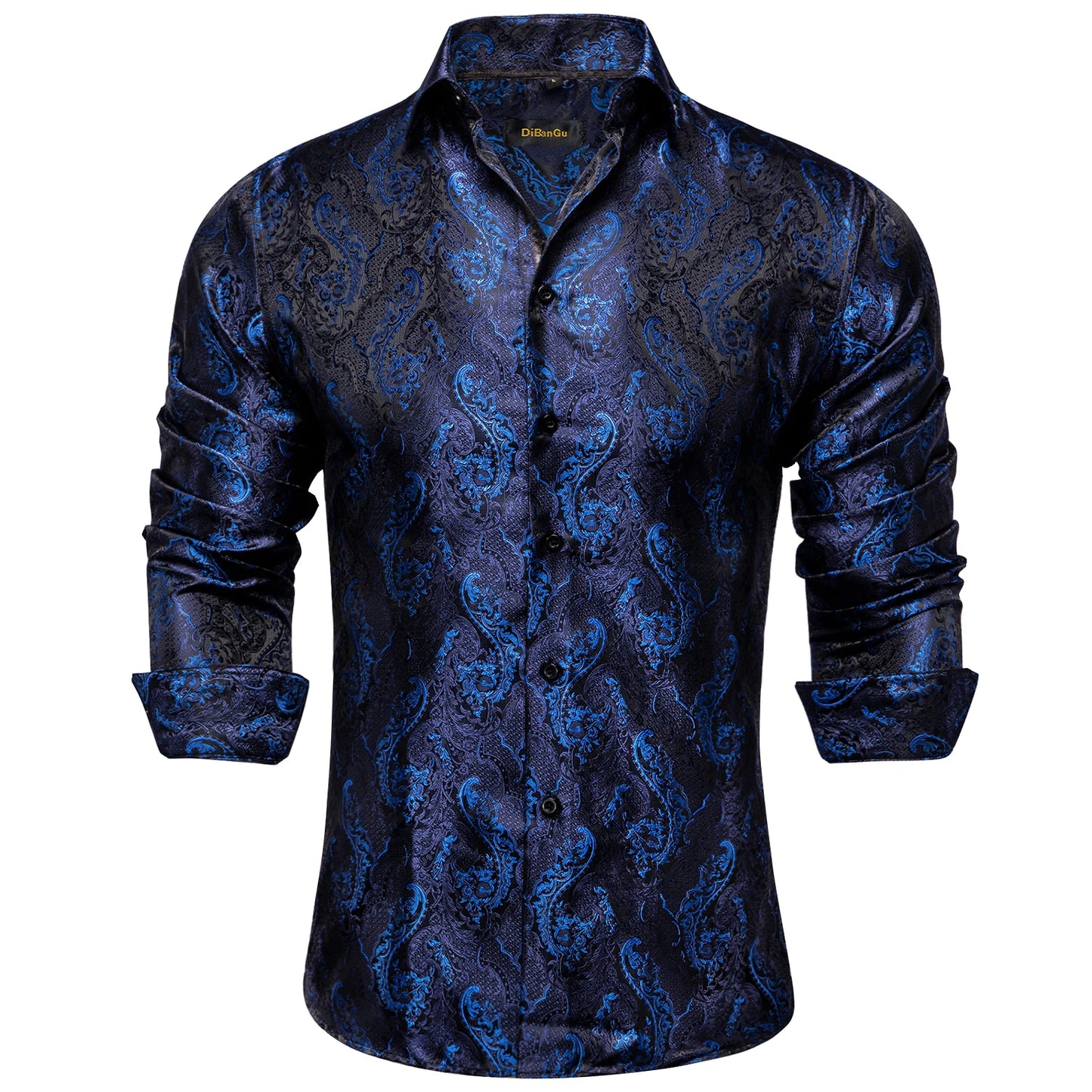 Men's Long Sleeve Black Paisley Silk Dress Shirts Casual Tuxedo Wedding Party Shirt Luxury Designer Men Clothing The Clothing Company Sydney