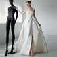 Luxury White Satin Trailing Wedding Dresses Women Elegant Strapless Long Prom Party Bridal Dress