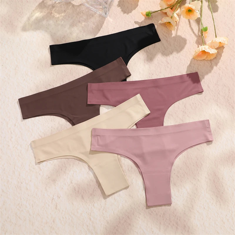 3 Pack Seamless Ultra-thin Panties Women Ice Silk Underwear Panty Low Waist G-string Briefs