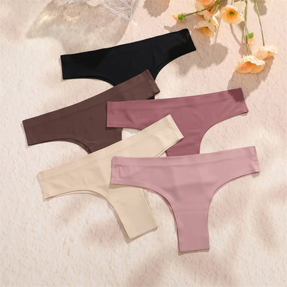 3 Pack Seamless Ultra-thin Panties Women Ice Silk Underwear Panty Low Waist G-string Briefs