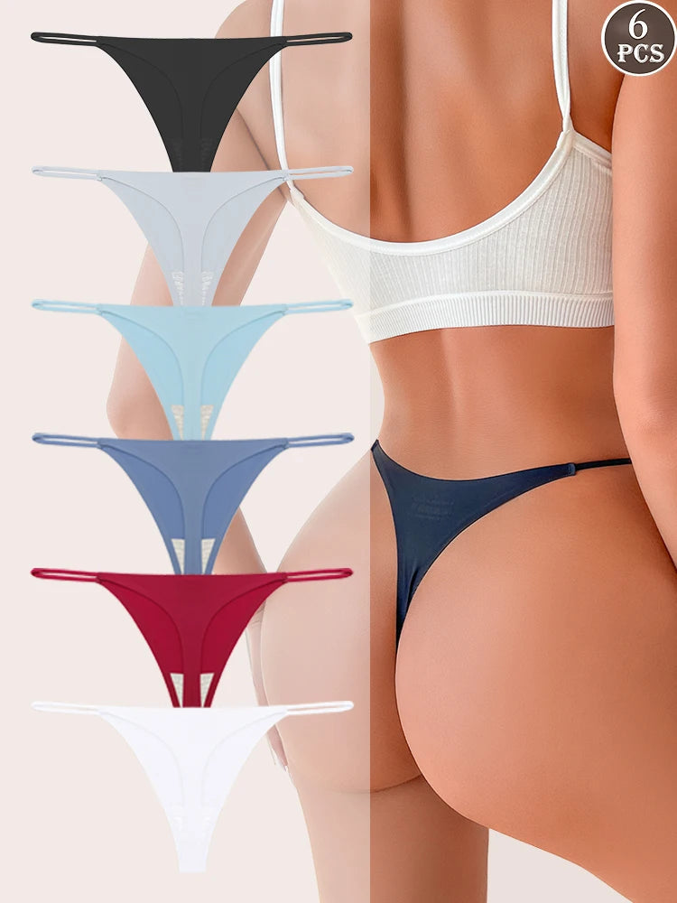 6 pack seamless thong panties, thin strap low waist T-back briefs by The Clothing Company Sydney