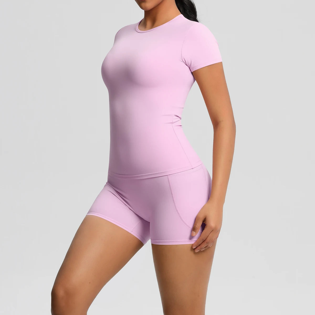 Workout Sportswear 2 Piece Piece Female Yoga Shirt Push Up Workout Clothes Outdoors Sport  High Waist  Fitness Sport Shorts