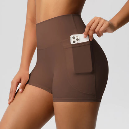 Women's Pocketed Yoga Legging Shorts Squat Proof High Waist Fitness Quick Drying Cycling Workout Gym Shorts