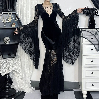 Women's Halloween Costume Batwing Sleeve Black Gothic Dress The Clothing Company Sydney
