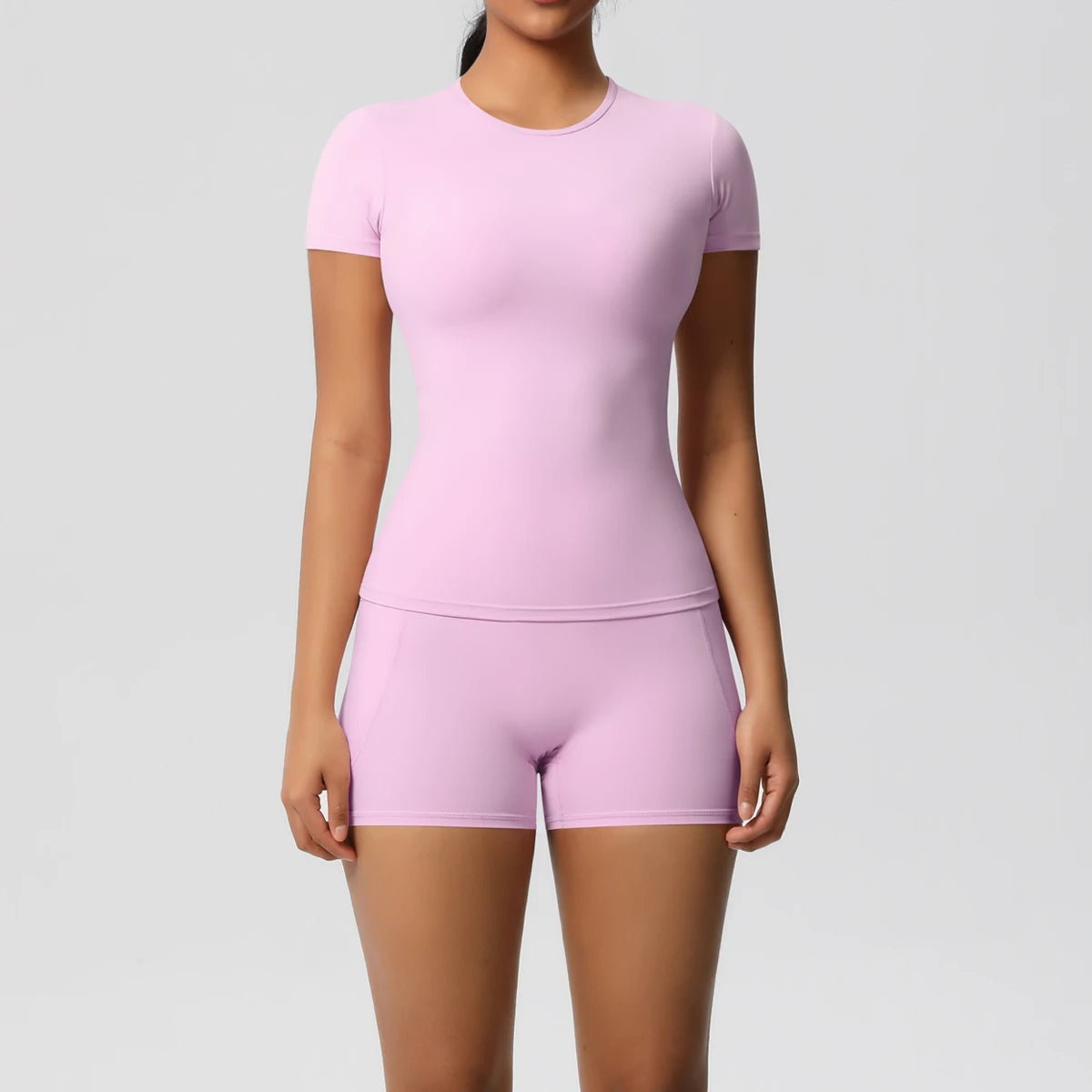 Workout Sportswear 2 Piece Piece Female Yoga Shirt Push Up Workout Clothes Outdoors Sport  High Waist  Fitness Sport Shorts