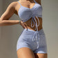 2 Piece Drawstring Front Shorts Bikinis High Waist Swimsuit Women Swimwear Bathers Bathing Swimming Swim Suit Beachwear The Clothing Company Sydney