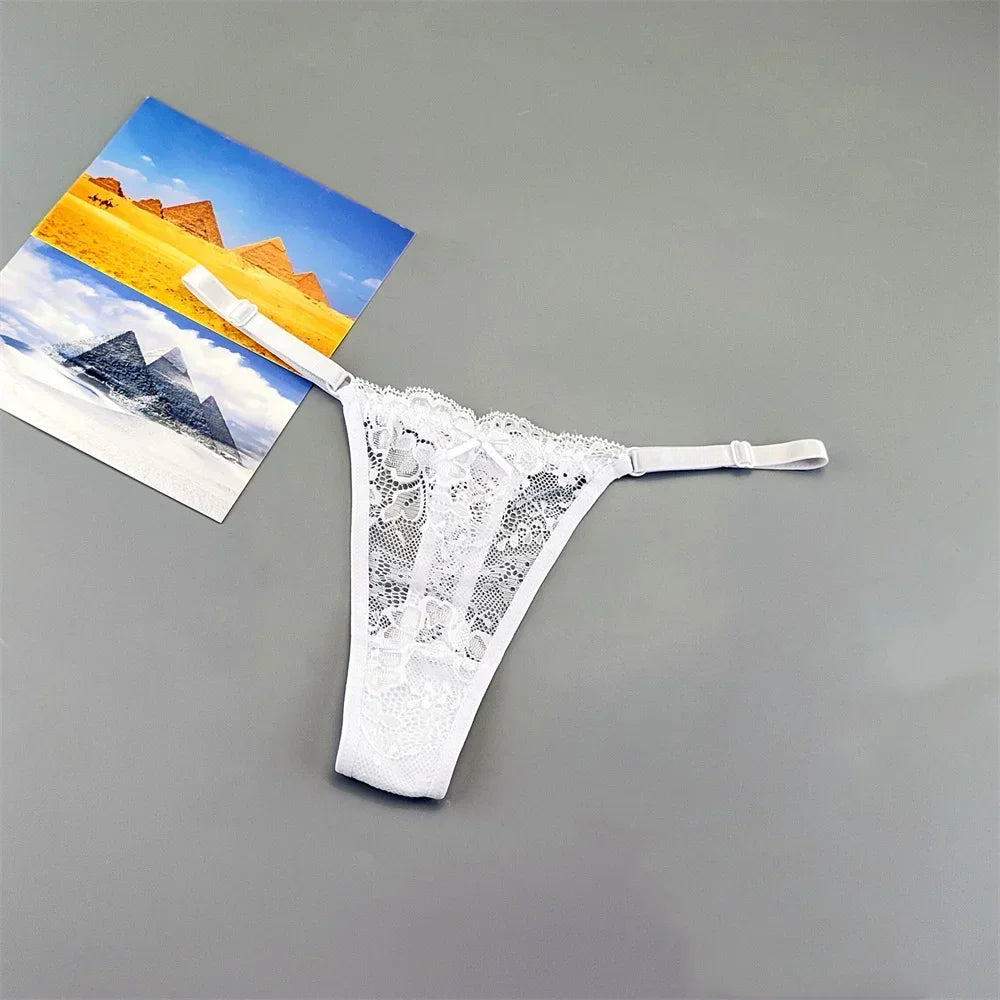 3 Pack Adjustable Transparent Thong Panties Womens Lace Underwear Low Waist T-back String Underpants The Clothing Company Sydney