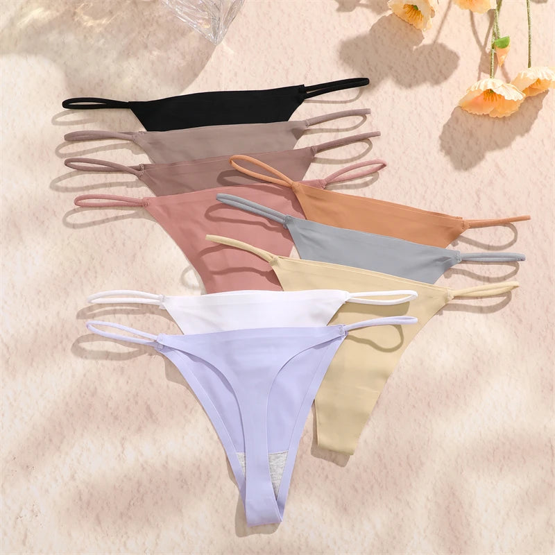 3 Pack Women Seamless Thongs Low Waist Bikini Panties Female Underpants T-back Underwear