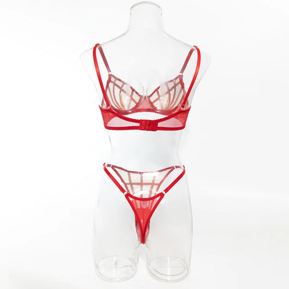 Irregular Plaid Lingerie 2 Piece Sets Mesh Patchwork See Through Bras And Thongs Suits Intimate Outfit The Clothing Company Sydney