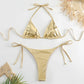 2 Piece Shiny Triangle Micro Thong Bikinis Sets Swimsuit Mini Swimwear Bathing Swiming Suits