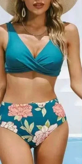 2 Piece Swimwear Cross Pleated Backless Lace Up Bikini Two Piece Bathing Suit Vintage Printing Bikini Set The Clothing Company Sydney