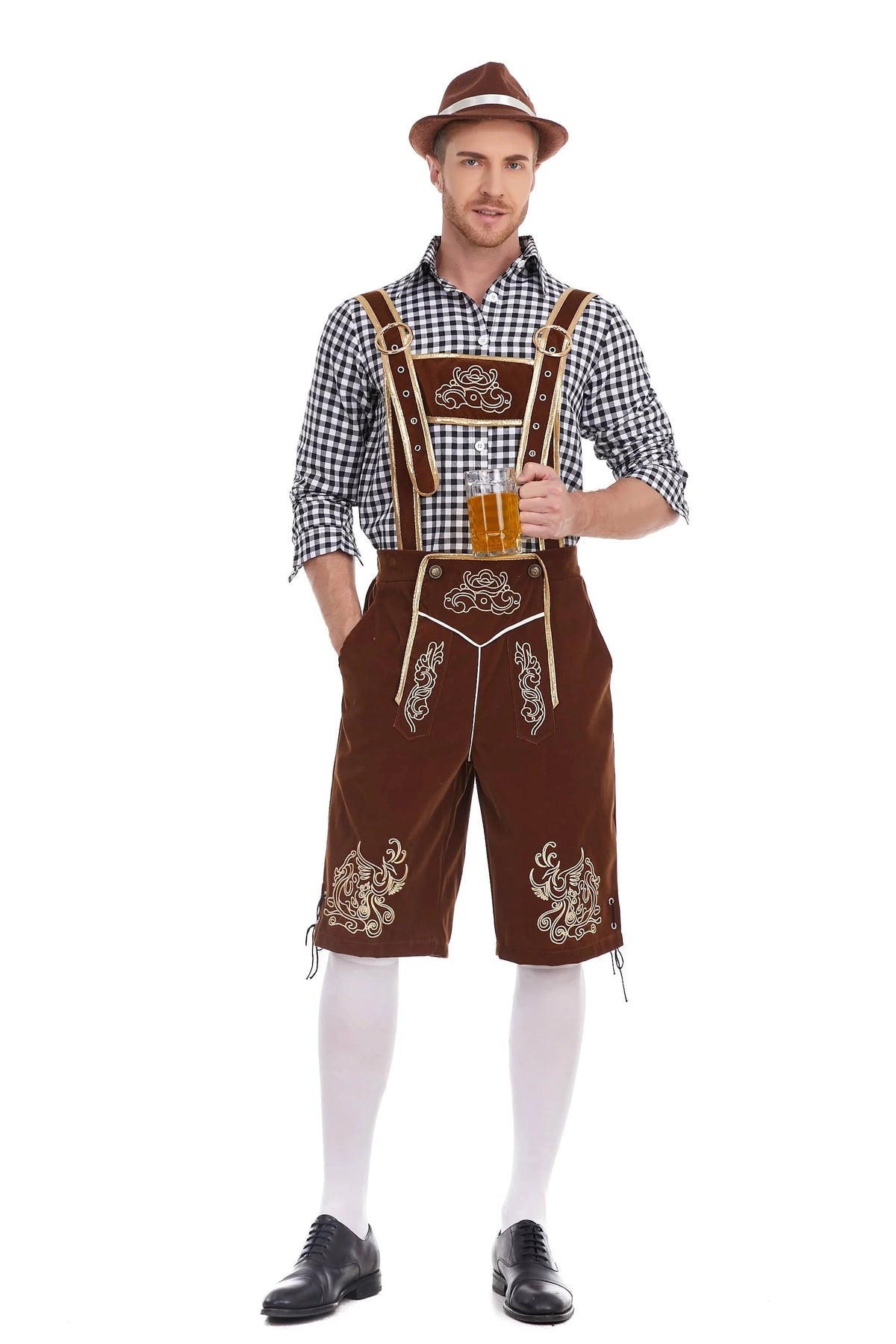 Men's Three Piece Oktoberfest Lederhosen Costume Bavarian German Festivals Suspenders Shirt Hat Male Cosplay Costume The Clothing Company Sydney