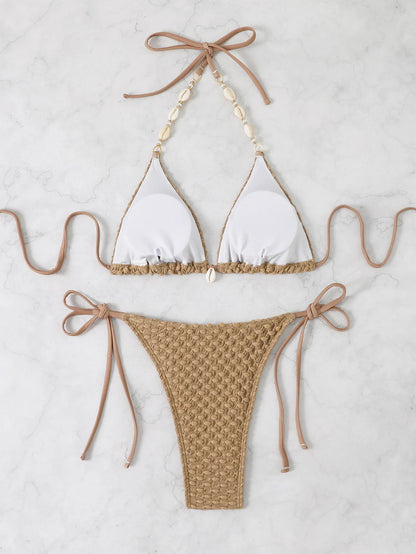 2 Piece Halter String Triangle Bikini Swimwear Mesh Swimsuit Solid Bathers Bathing Swimming Swim Suit Beachwear The Clothing Company Sydney