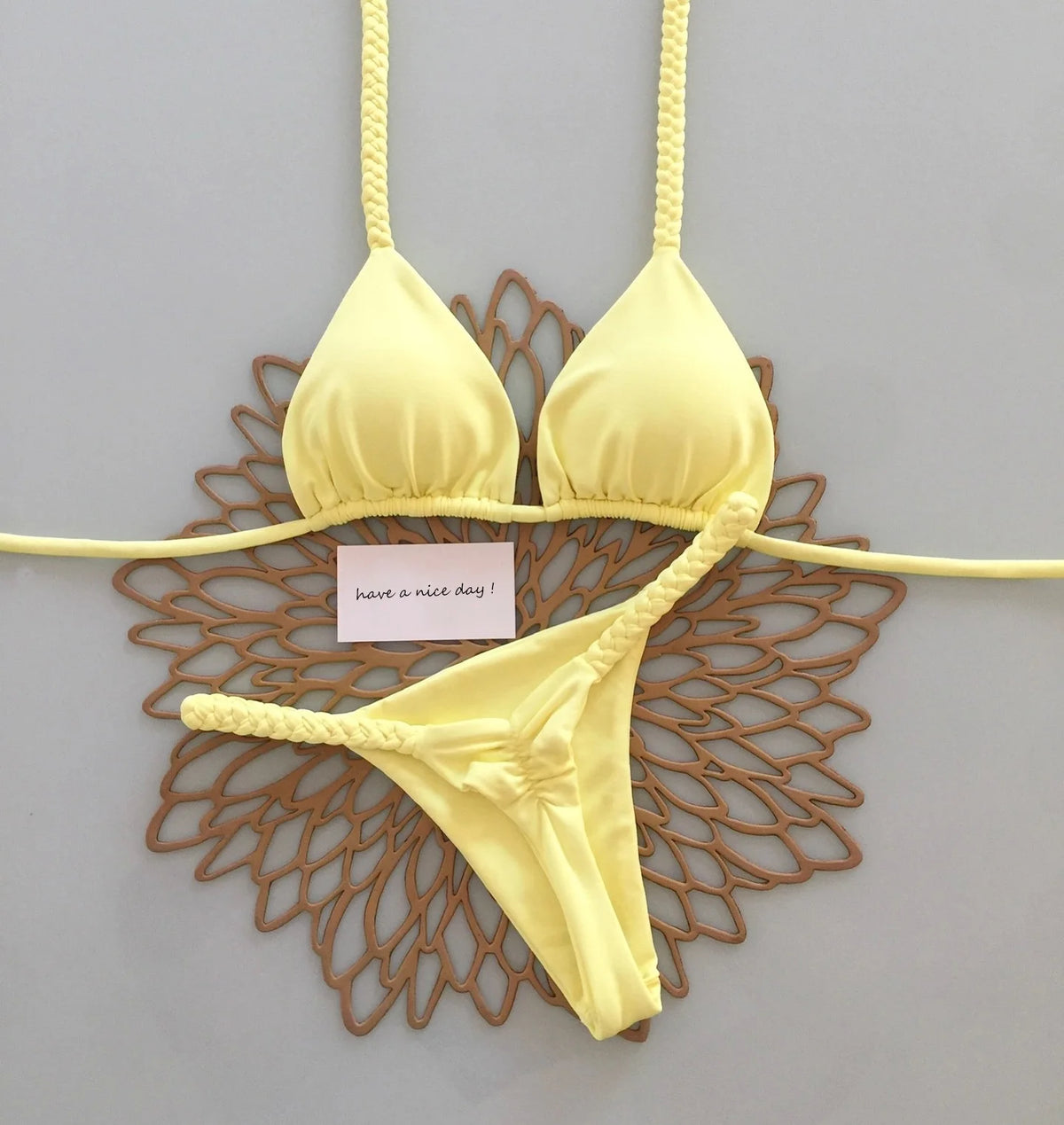 2 Piece Micro Bikini Push Up Brazilian Bikini Set Thong Solid Swimsuit Summer Beachwear Swimwear
