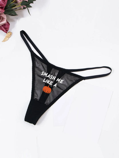 Fashion Solid Colour Mesh Mouth & Letter Printing  Low Waist Panty Lingerie For Woman Ladies Thong Underwear The Clothing Company Sydney