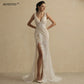 Princess Glitter Wedding Dresses Bride Lace Sleeveless Boho Bridal Gown Robe