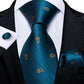 Men's Tie Teal Green Paisley Novelty Design Silk Wedding Tie for Men Handky cufflink Tie Set Party Business Fashion Set The Clothing Company Sydney