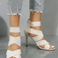 Khaki Beige Thin High Heels Women Summer Elastic Band Dress Party Wedding Shoe Back Zip Gladiator Sandals