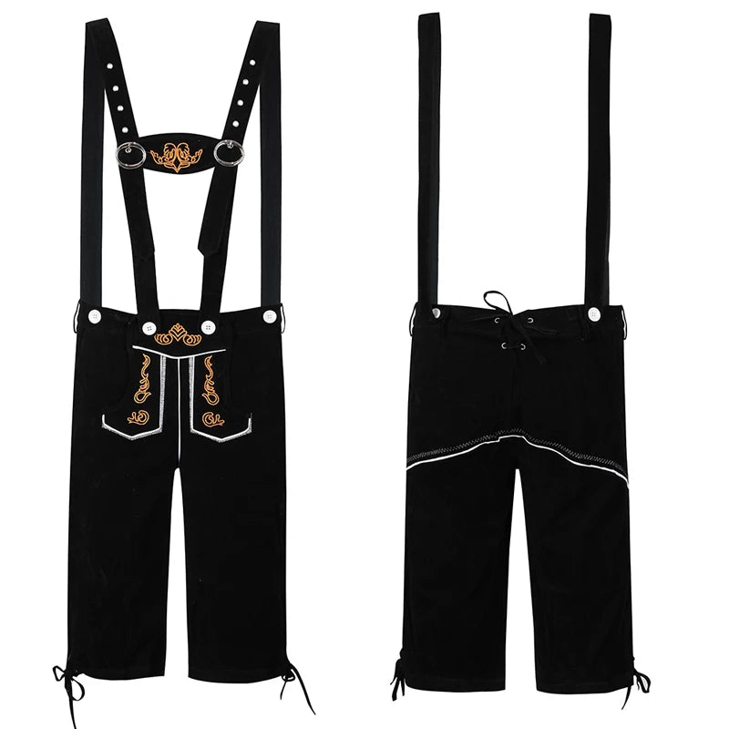 Men's Carnival Munich Oktoberfest Costume Faux Leather Pants Waiter Cosplay Fancy Party Dress