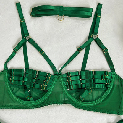 5-Piece Costume Hollow Underwear Sensual Open Bra Outfits Lingerie Set - The Clothing Company Sydney