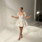 White Short Evening Sweetheart A-Line Mini Wedding Dress Detachable Sleeves Prom Gowns Bride Formal Party Dress The Clothing Company Sydney