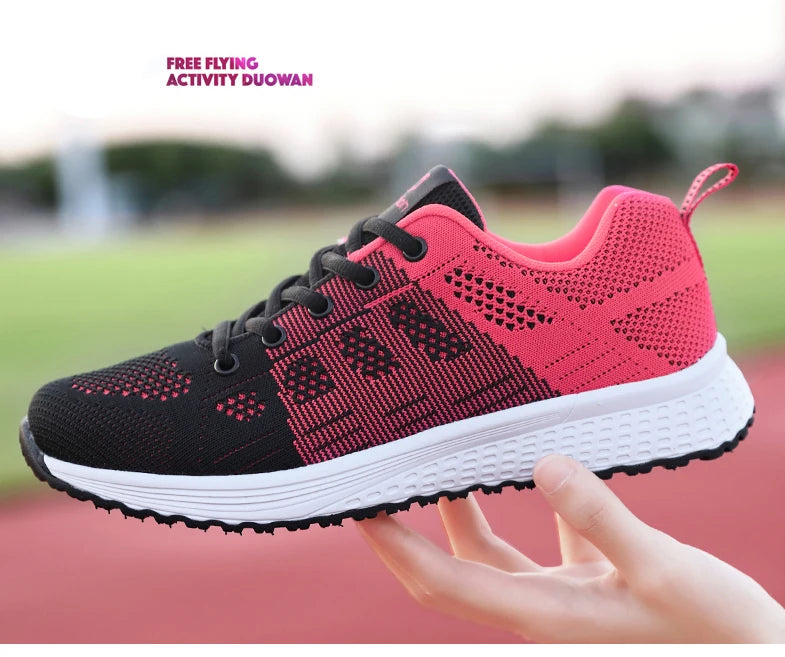 Women's Vulcanized Shoes Platform Casual Sneakers Shoes Flats Mesh Breathable Running Summer Sports Tennis Shoes