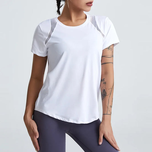 Women's Loose Fit Yoga Tops Short-Sleeved Running Quick-Drying T-Shirts Short Sleeve Sports Hollow Fitness Clothes The Clothing Company Sydney