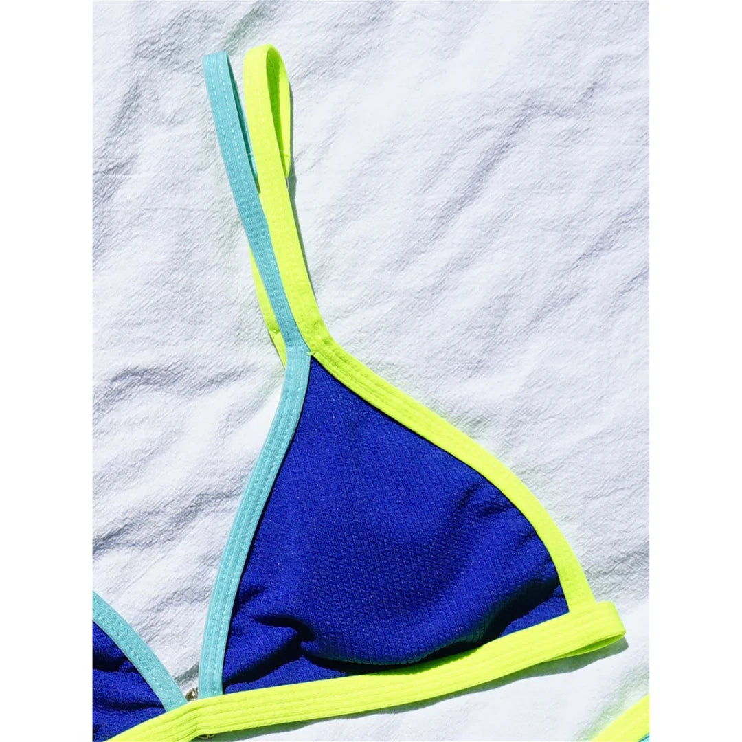 Splicing High Leg Cut Bikini Swimsuit Swimwear Two-piece Bikini set Bather Bathing Suit The Clothing Company Sydney