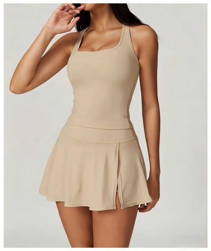 2 Piece Tennis Dresses Side Slit Mini Skirt Set Workout Crop Tank Top Golf Outfits The Clothing Company Sydney