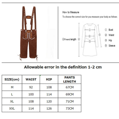 Men's Carnival Munich Oktoberfest Costume Faux Leather Pants Waiter Cosplay Fancy Party Dress
