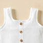 2 Piece Kids Girls' Button Ribbed Tank Top and Belted Shorts Set The Clothing Company Sydney