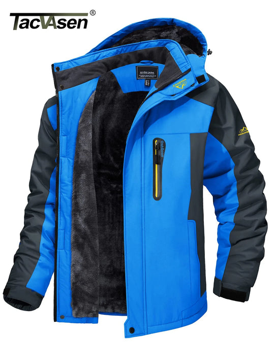 Winter Fleece Lining Parka Waterproof Men's Ski Snowboard Jackets Windproof Removable Hoodie Coats Casual Windbreaker